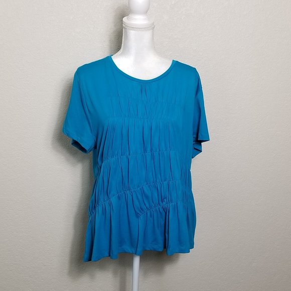 DKNY Women's Short Sleeve Ruched Top - XL - Picture 5 of 10